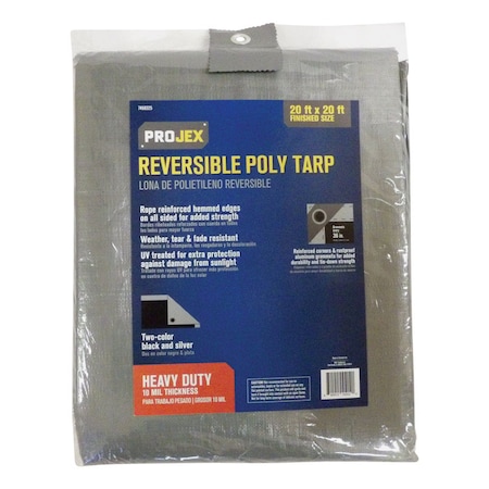 Projex Heavy Duty Tarp, 20 ft x 20 ft, Silver/Black PROJSB2020